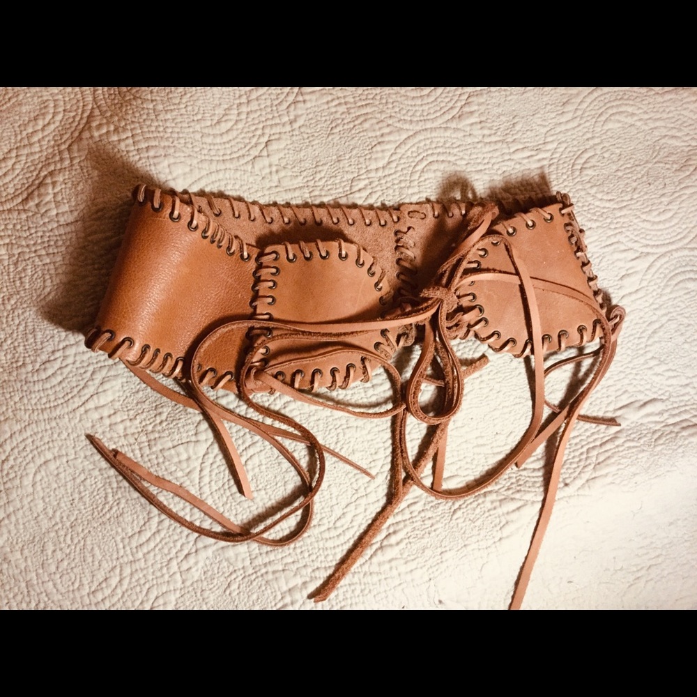 Wide leather belt